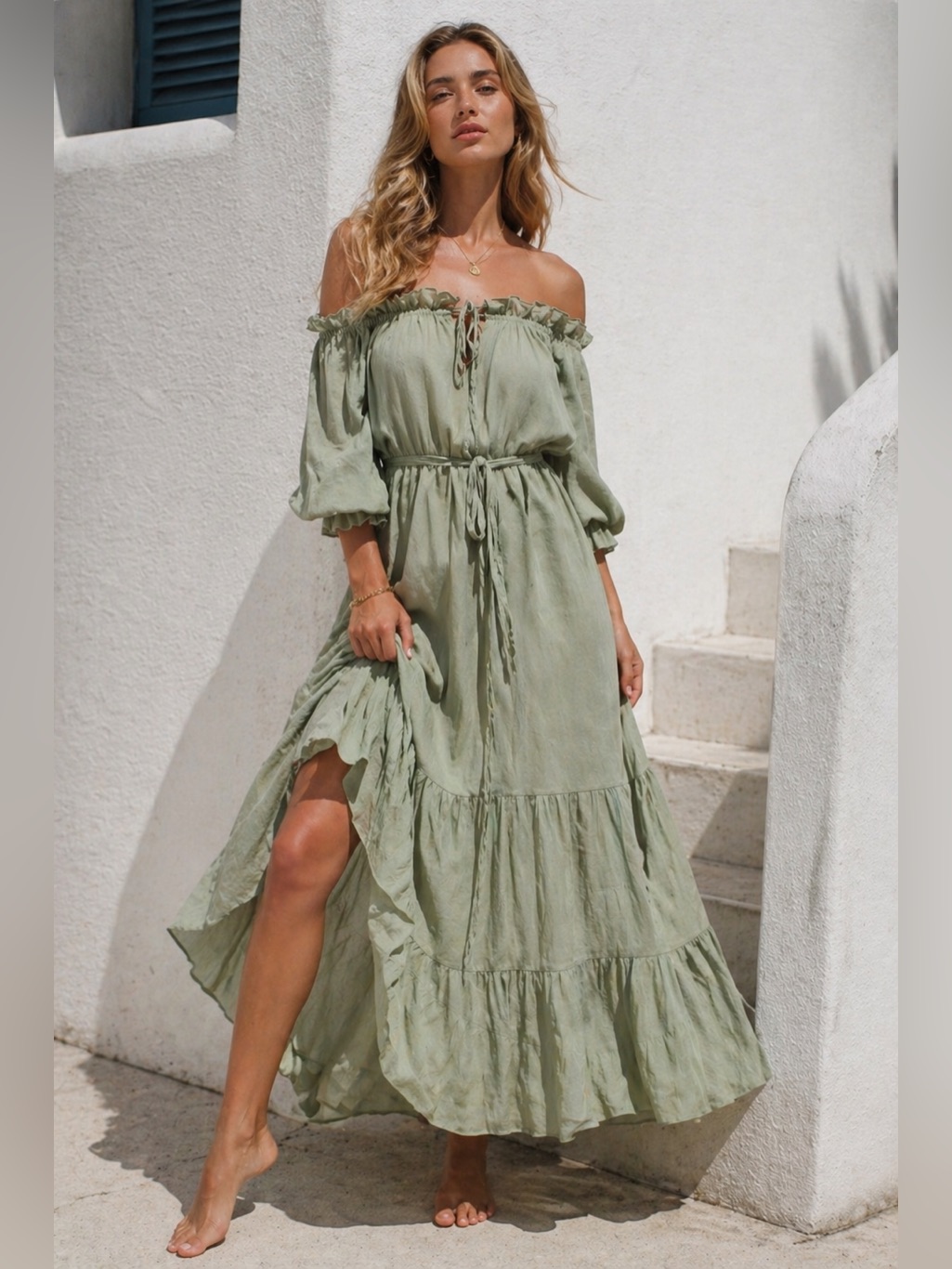 Elegant Hazel And Folk Sage Green Maxi Maternity Photoshoot Perfect Maxi Dress